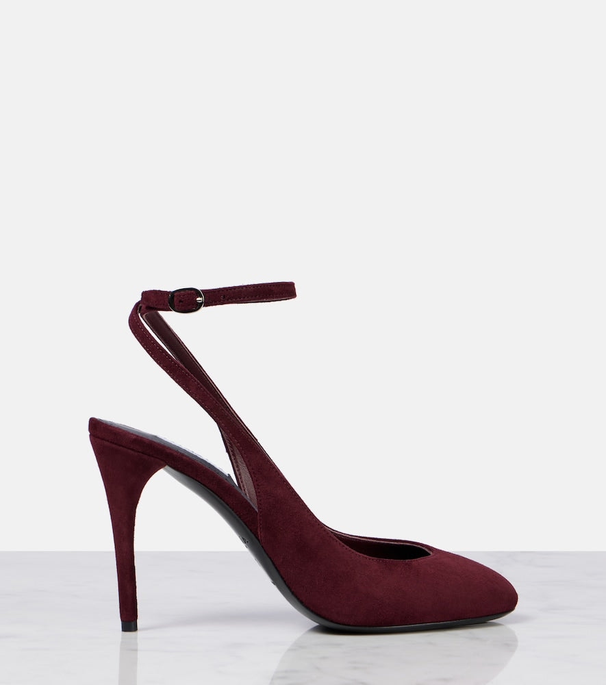 Alaia Decolette 90 suede slingback pumps in Burgundy - High-Heel Pumps
