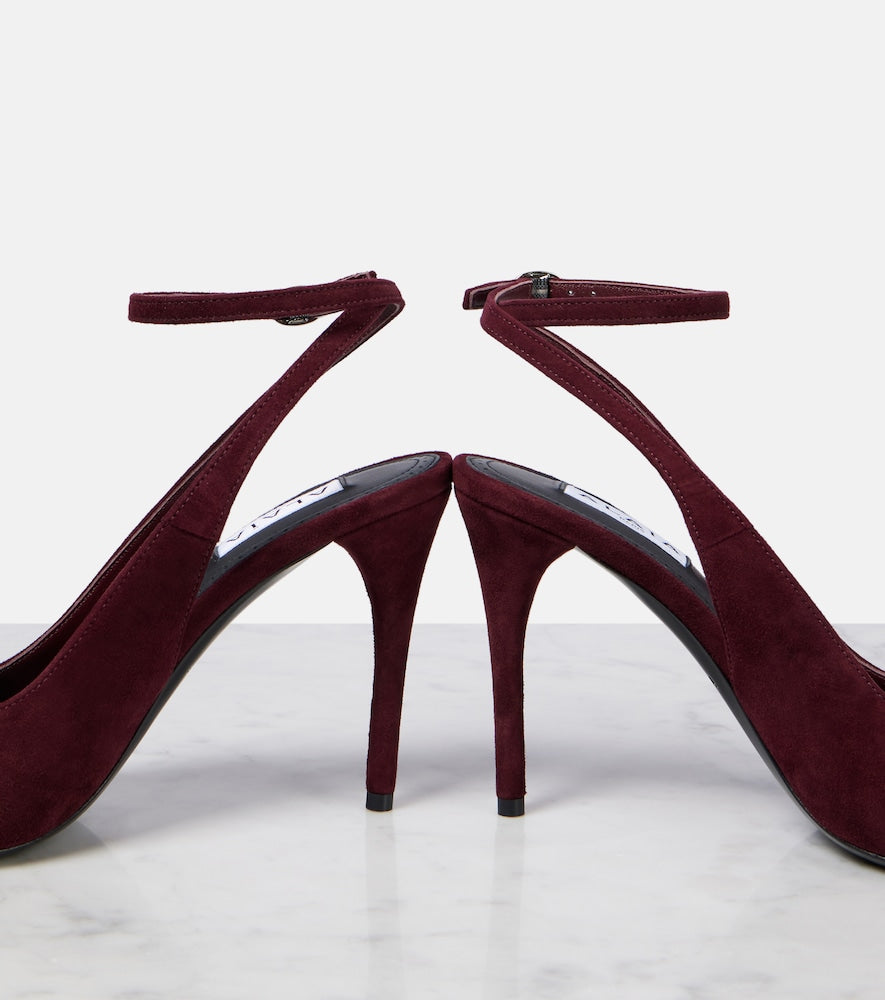 Alaia Decolette 90 suede slingback pumps in Burgundy - High-Heel Pumps