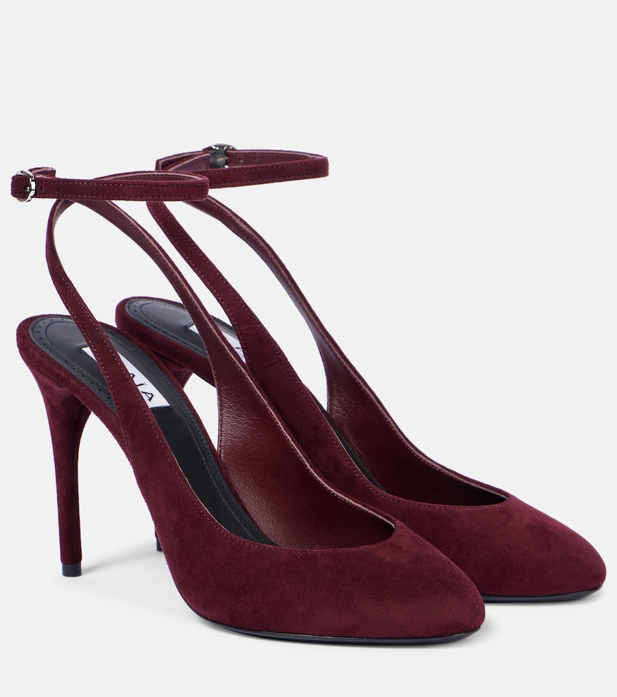 Alaia Decolette 90 suede slingback pumps in Burgundy - High-Heel Pumps