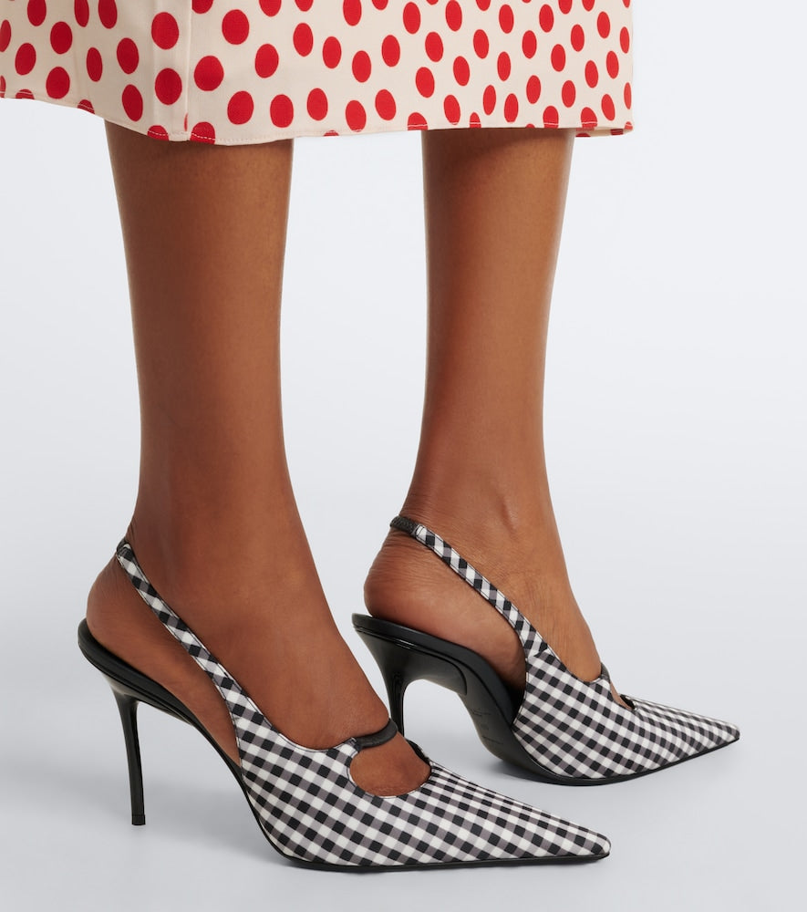 Black Alaia Drop gingham slingback pumps - High-Heel Pumps