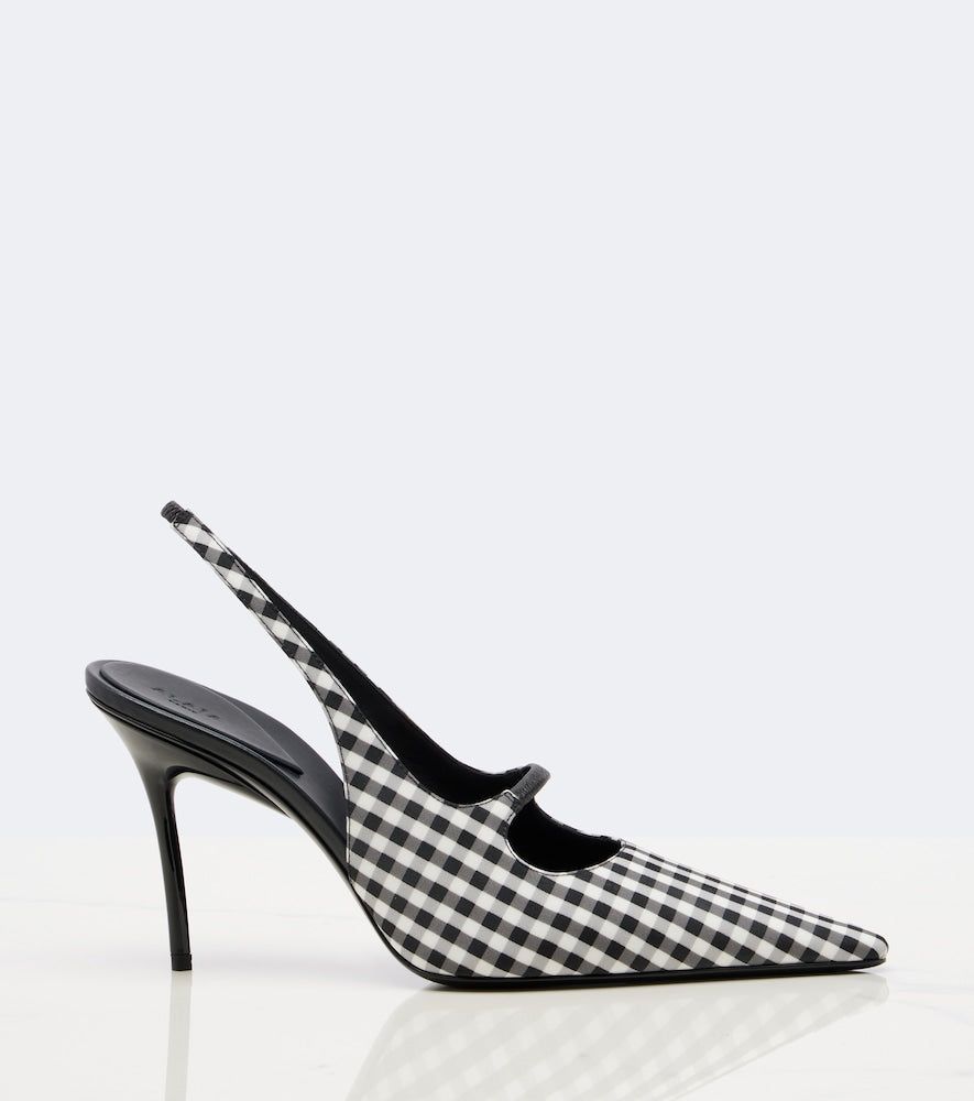Black Alaia Drop gingham slingback pumps - High-Heel Pumps