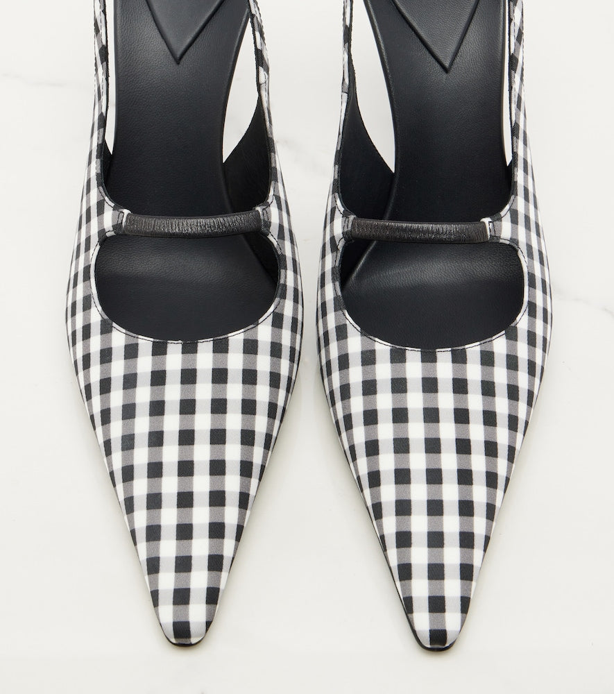 Black Alaia Drop gingham slingback pumps - High-Heel Pumps