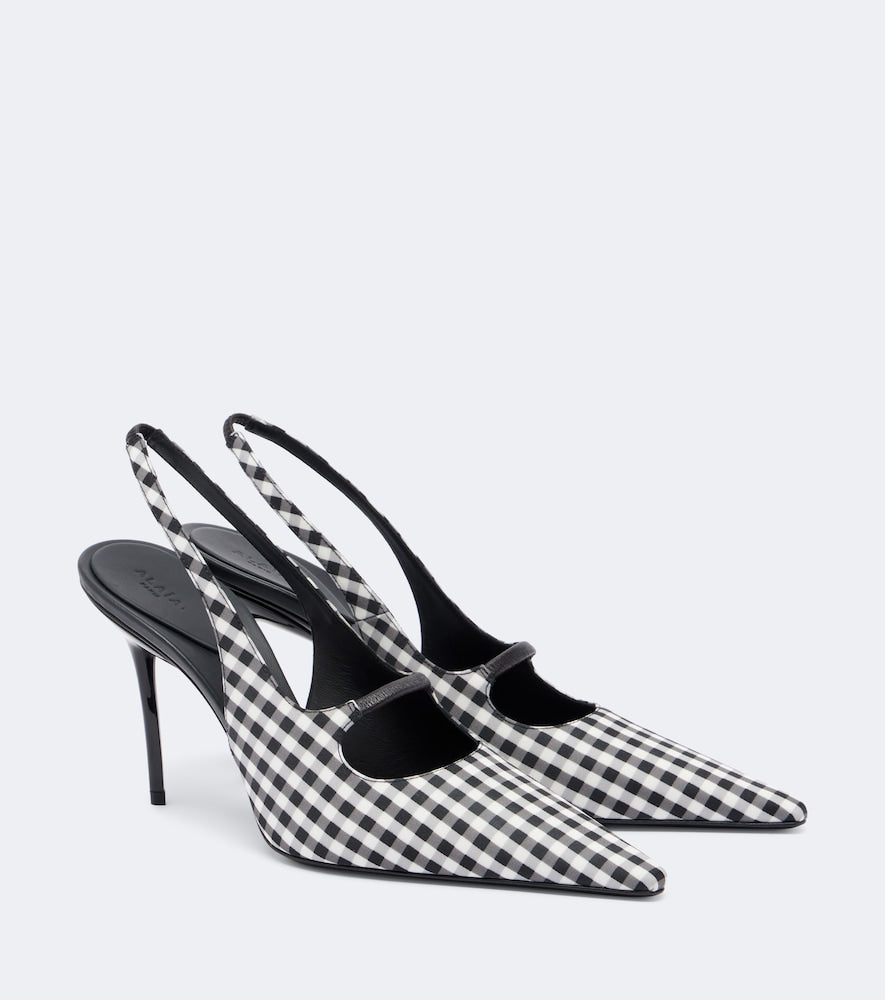Black Alaia Drop gingham slingback pumps - High-Heel Pumps