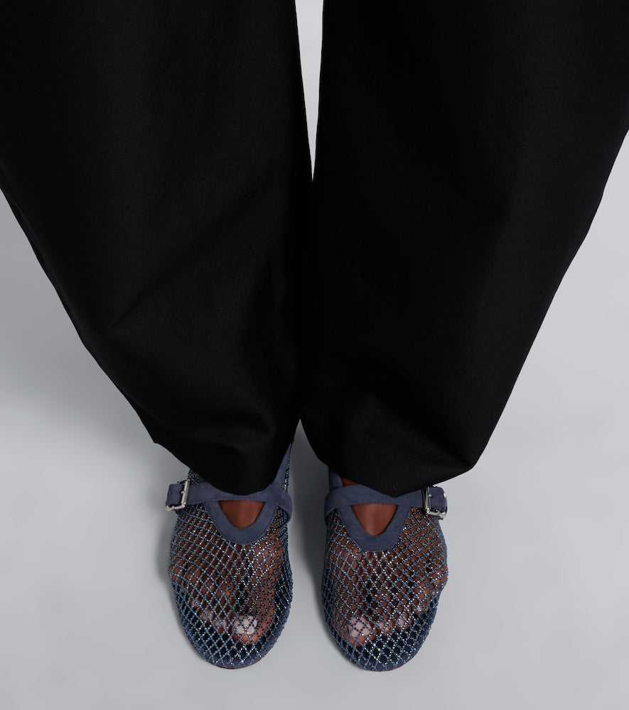 Alaia Embellished fishnet Mary Jane flats in Blue - Ballerina Flats