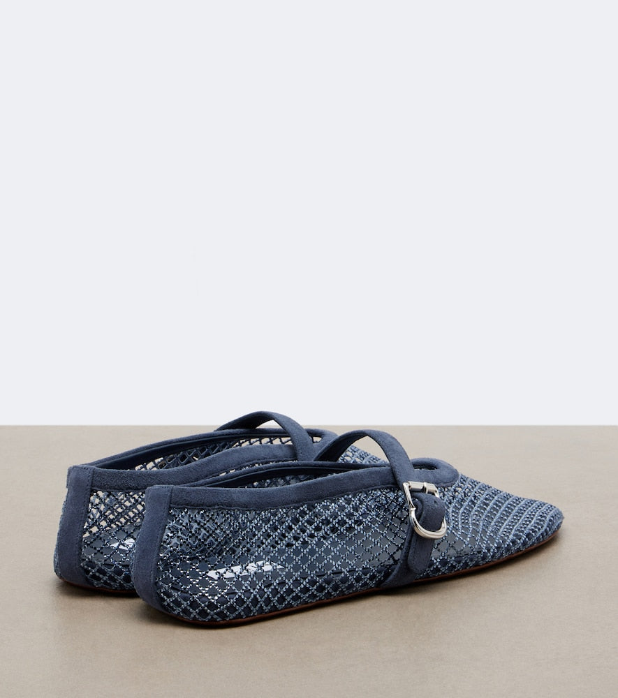 Alaia Embellished fishnet Mary Jane flats in Blue - Ballerina Flats