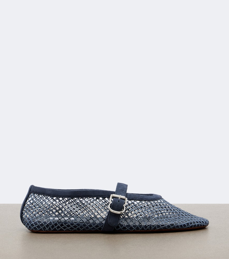Alaia Embellished fishnet Mary Jane flats in Blue - Ballerina Flats