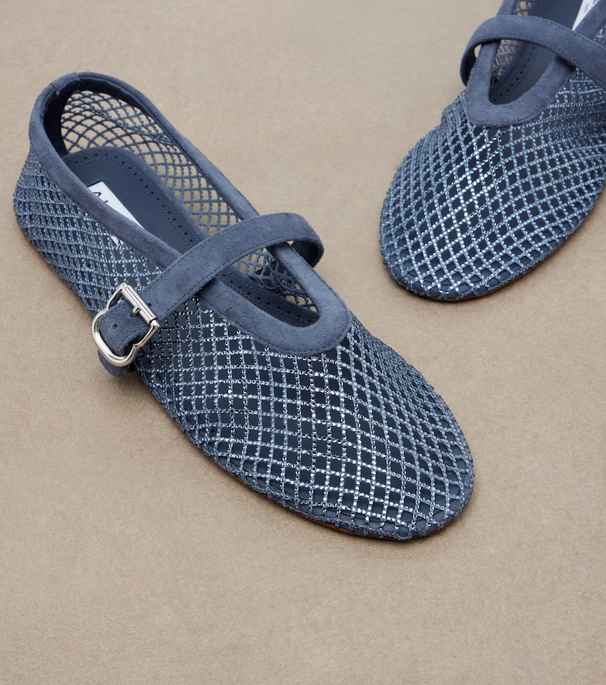 Alaia Embellished fishnet Mary Jane flats in Blue - Ballerina Flats