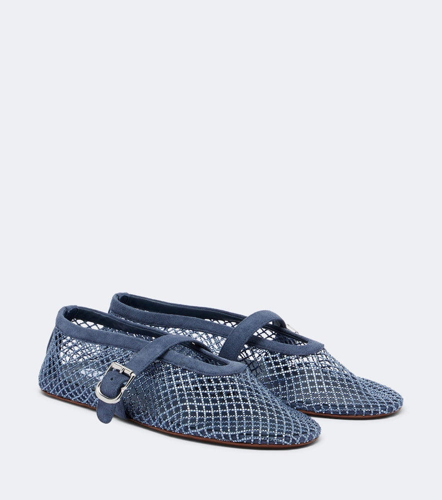 Alaia Embellished fishnet Mary Jane flats in Blue - Ballerina Flats