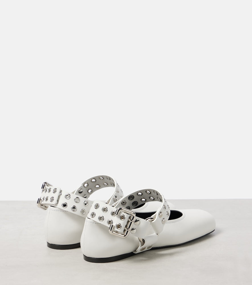Alaia Embellished leather ballet flats - White Ballerina Flats