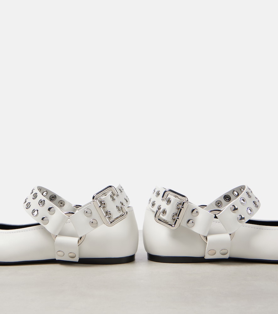 Alaia Embellished leather ballet flats - White Ballerina Flats