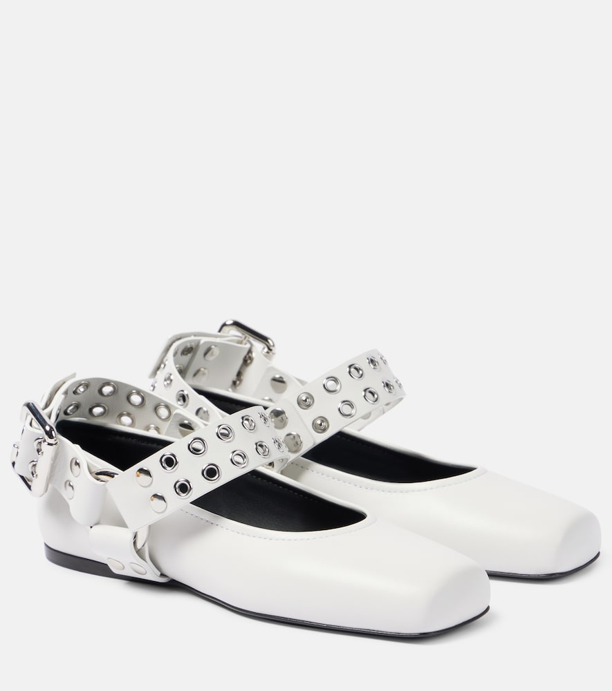 Alaia Embellished leather ballet flats - White Ballerina Flats