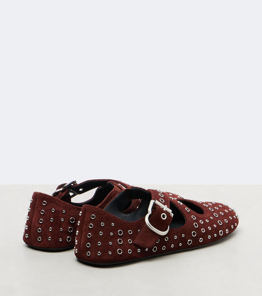 Alaia Embellished suede ballet flats in Burgundy - Ballerina Flats