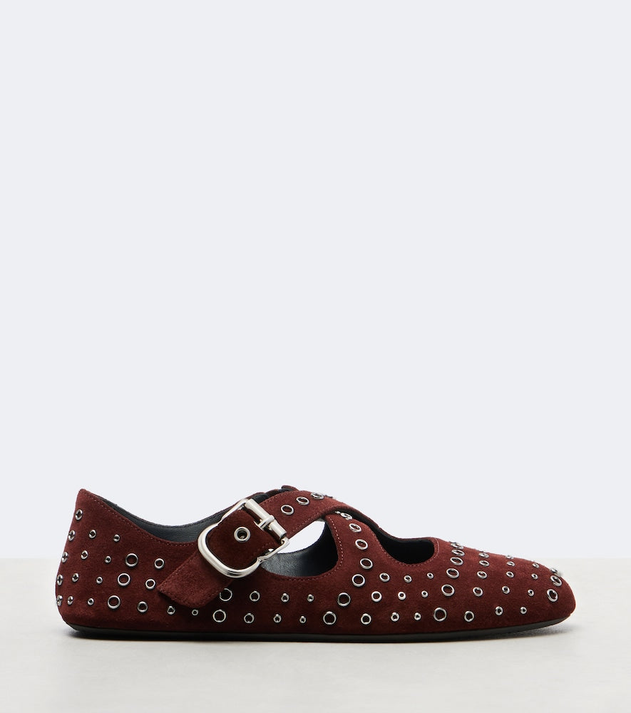 Alaia Embellished suede ballet flats in Burgundy - Ballerina Flats