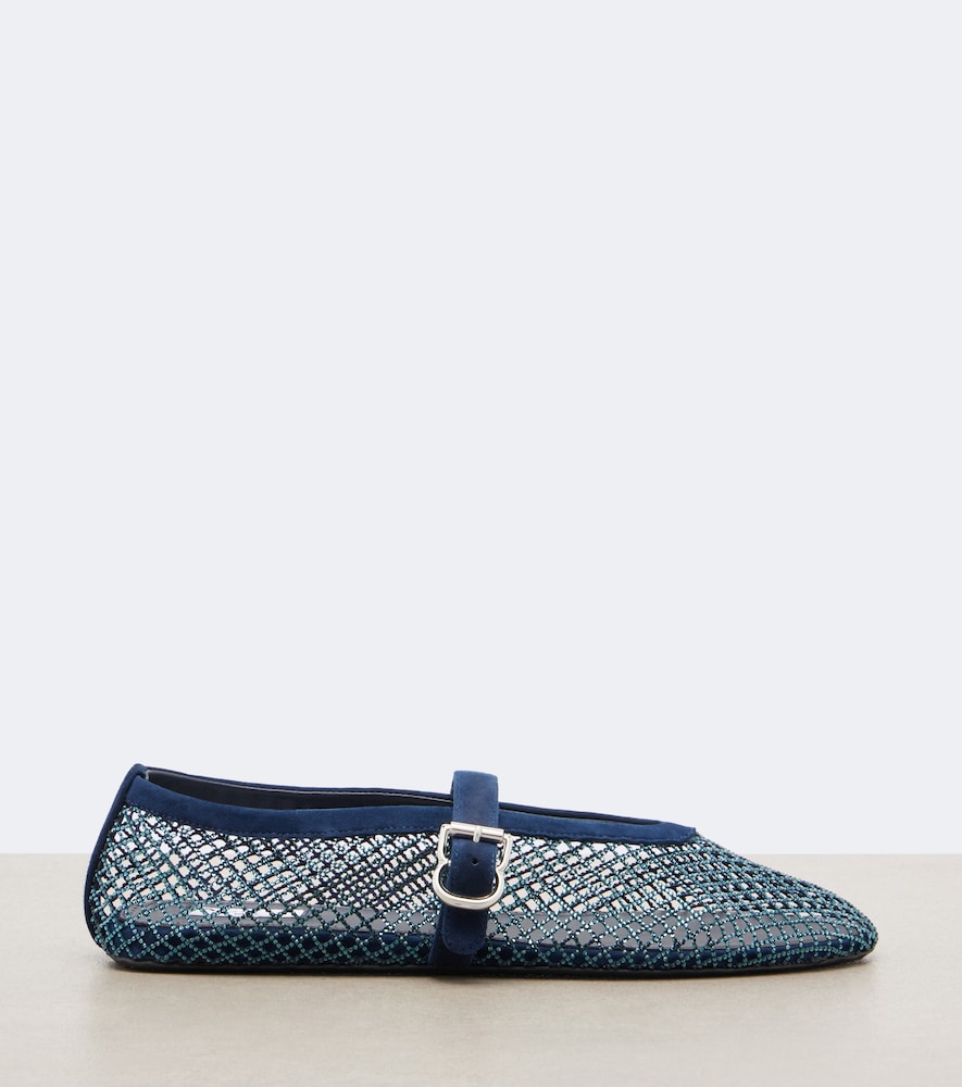 Alaia Embellished suede-trimmed flats in Blue - Ballerina Flats
