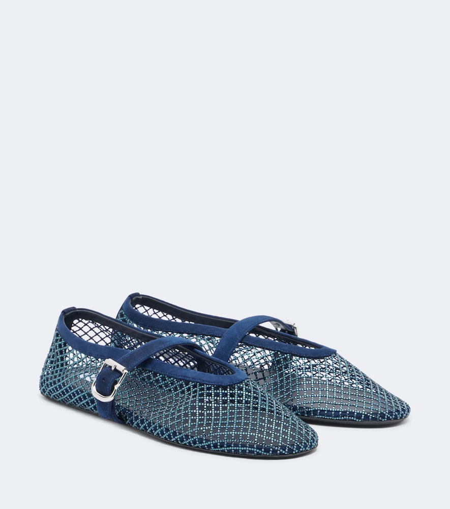 Alaia Embellished suede-trimmed flats in Blue - Ballerina Flats