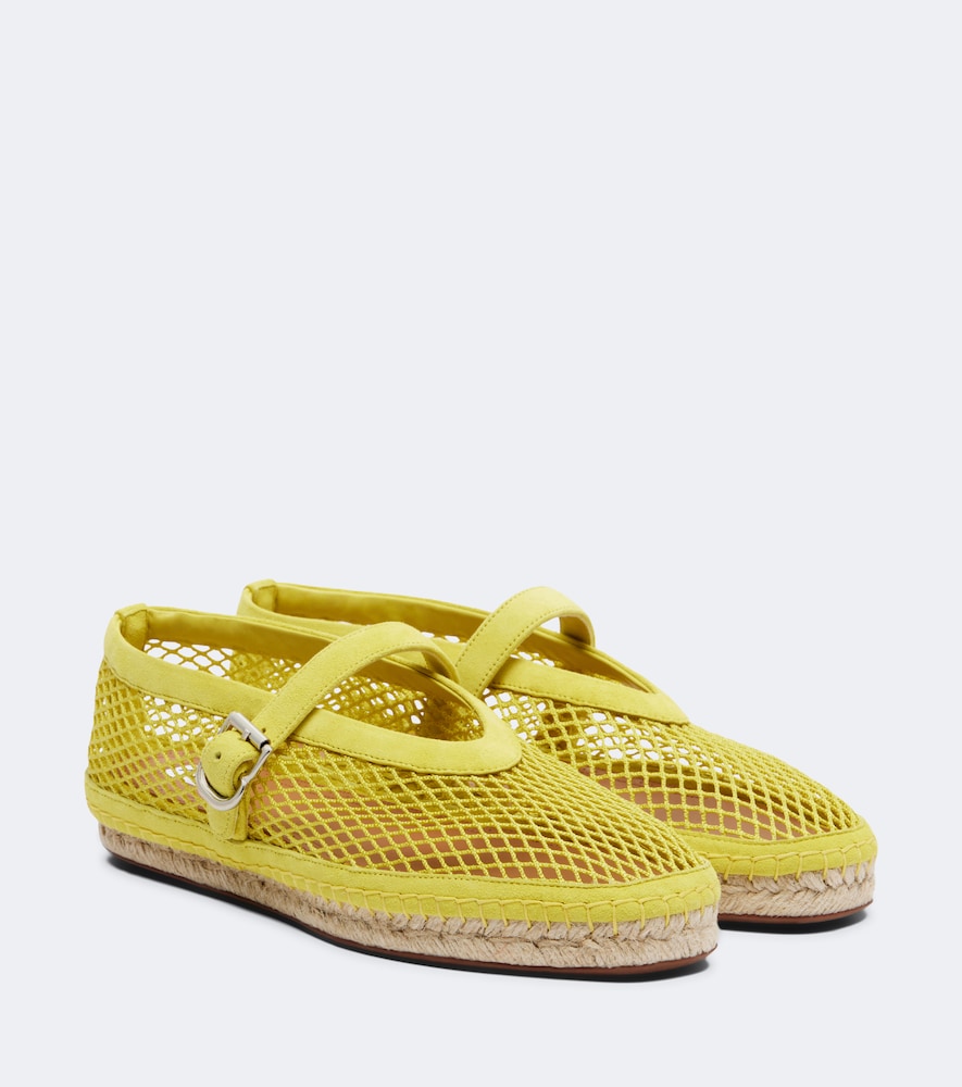 Alaia Fishnet suede-trimmed espadrilles in Yellow - Flat Espadrilles