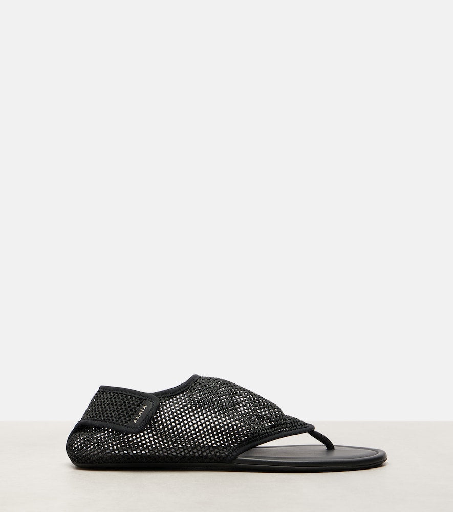 Alaia Fishnet thong sandals - Black Flat Sandals