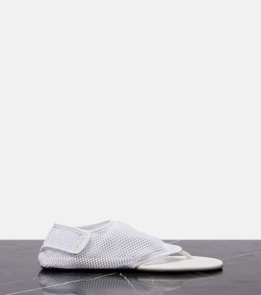 White Alaia Flex mesh thong sandals - Flat Sandals
