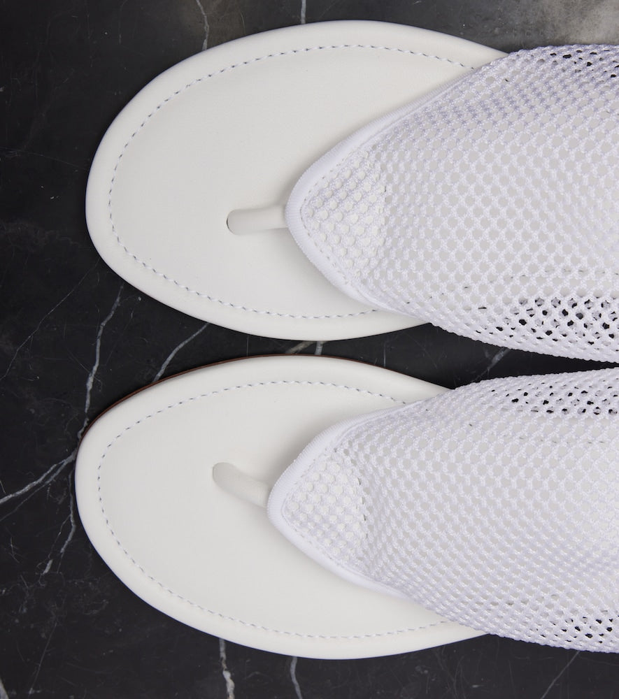 White Alaia Flex mesh thong sandals - Flat Sandals
