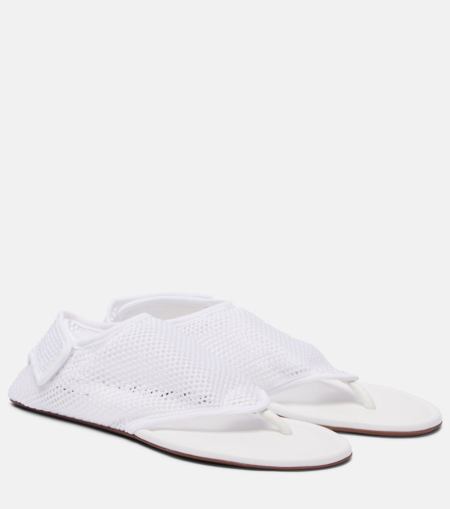White Alaia Flex mesh thong sandals - Flat Sandals