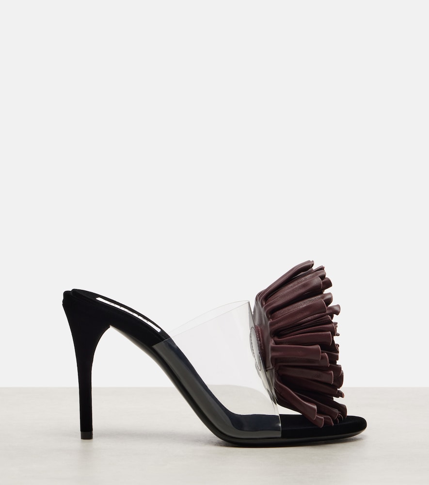 Black Alaia Floral-applique asymmetric mules - Heeled Sandals