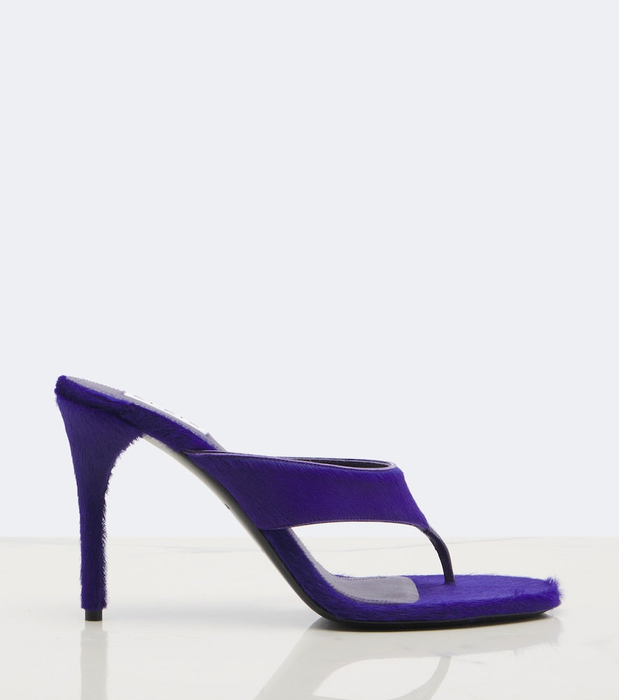 Alaia Infra calf hair thong sandals (Purple) - High-Heel Sandals