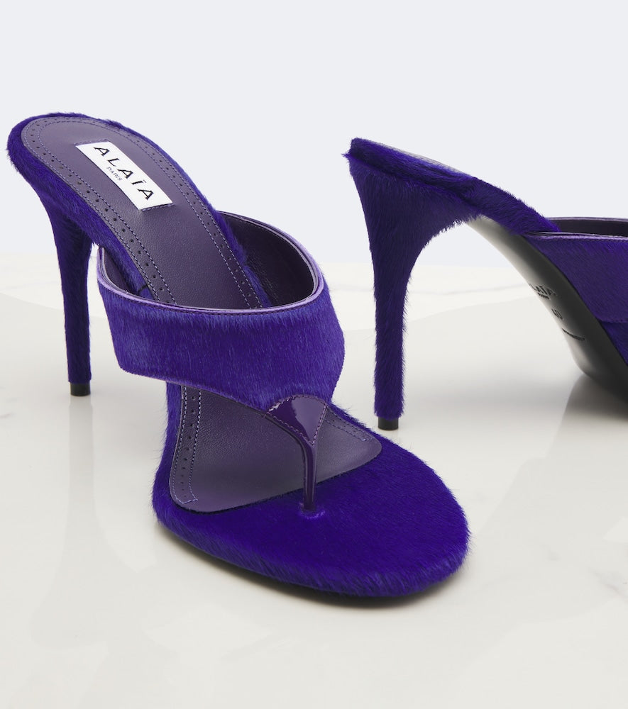 Alaia Infra calf hair thong sandals (Purple) - High-Heel Sandals