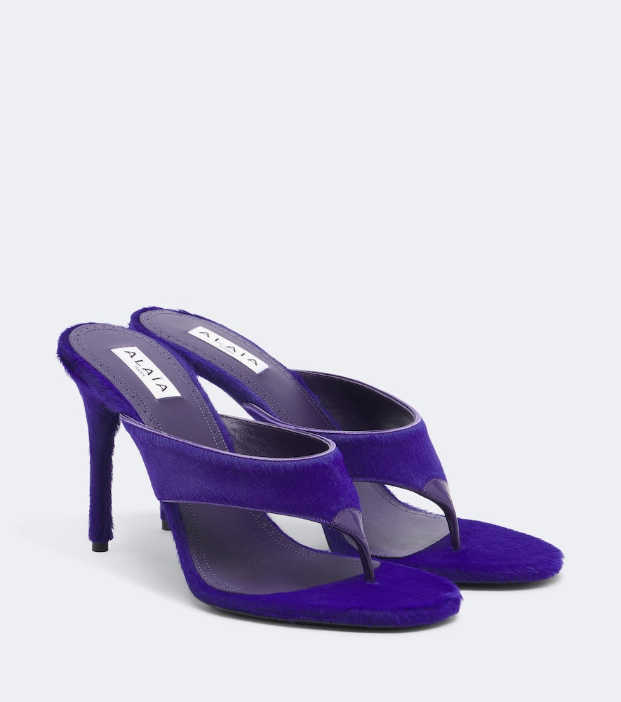 Alaia Infra calf hair thong sandals (Purple) - High-Heel Sandals
