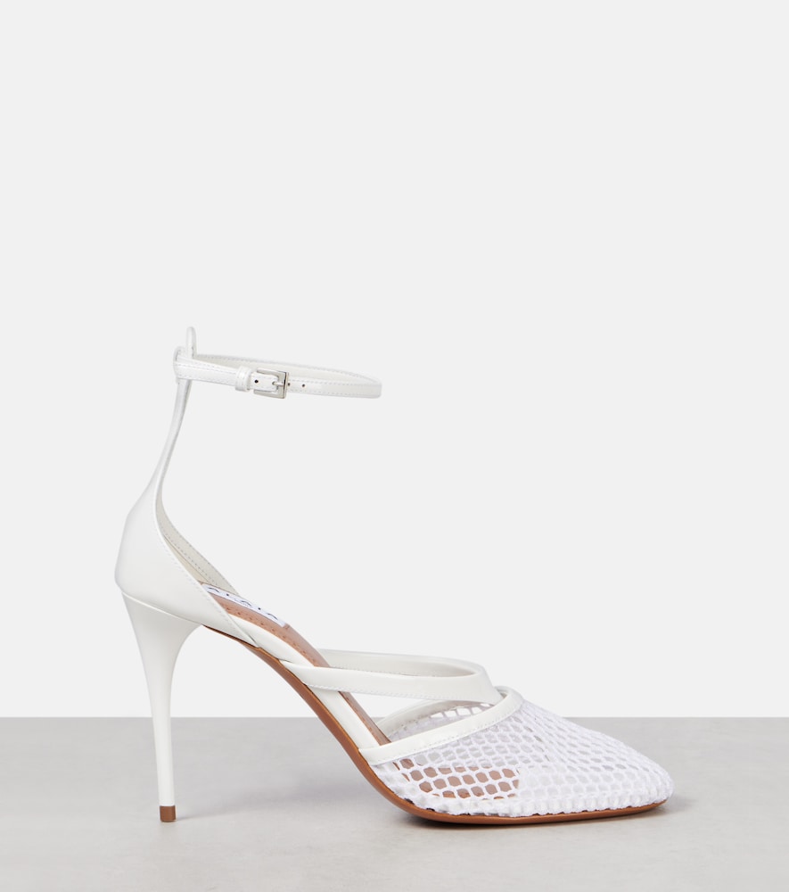 White Alaia Infradito 90 fishnet patent leather pumps - High-Heel Pumps