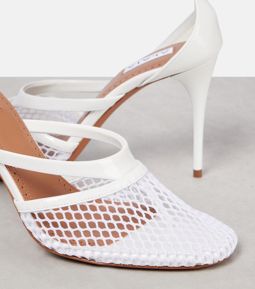 White Alaia Infradito 90 fishnet patent leather pumps - High-Heel Pumps
