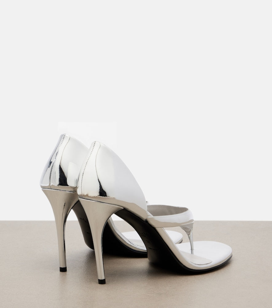Silver Alaia Infradito mirrored leather thong sandals - High-Heel Sandals