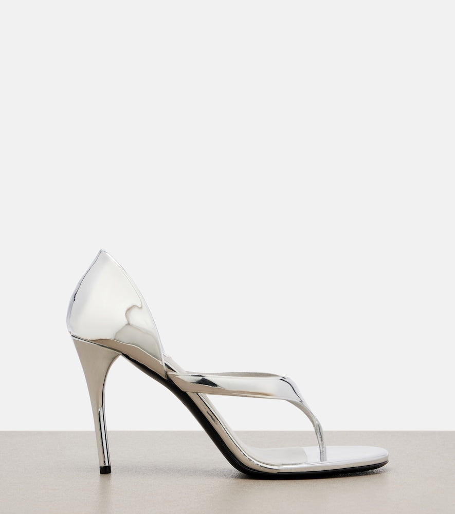 Silver Alaia Infradito mirrored leather thong sandals - High-Heel Sandals