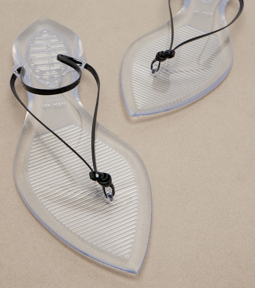Alaia Invisible leather thong sandals in Transparent - Flat Sandals