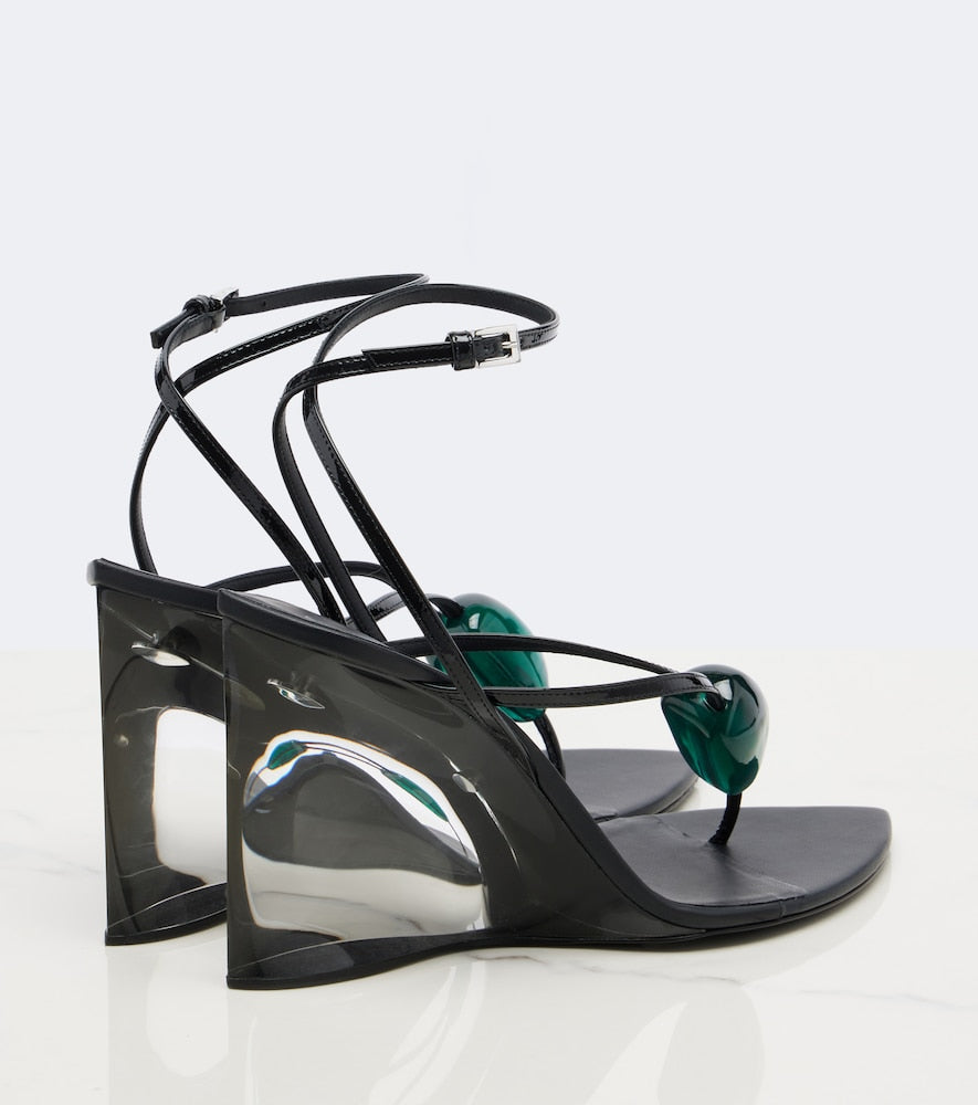 Alaia Invisible leather wedge thong sandals (Black) - Thong Sandals
