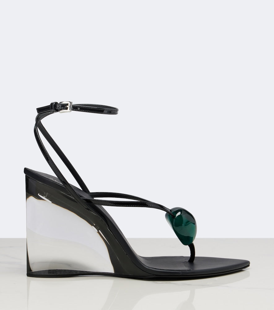 Alaia Invisible leather wedge thong sandals (Black) - Thong Sandals