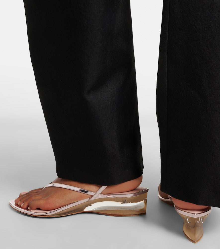 Alaia Invisible leather wedge thong sandals - Silver Heeled Sandals