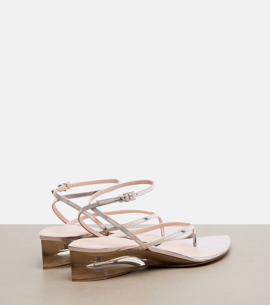 Alaia Invisible leather wedge thong sandals - Silver Heeled Sandals