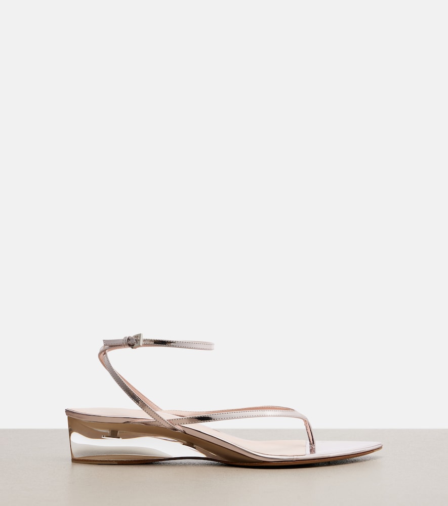 Alaia Invisible leather wedge thong sandals - Silver Heeled Sandals