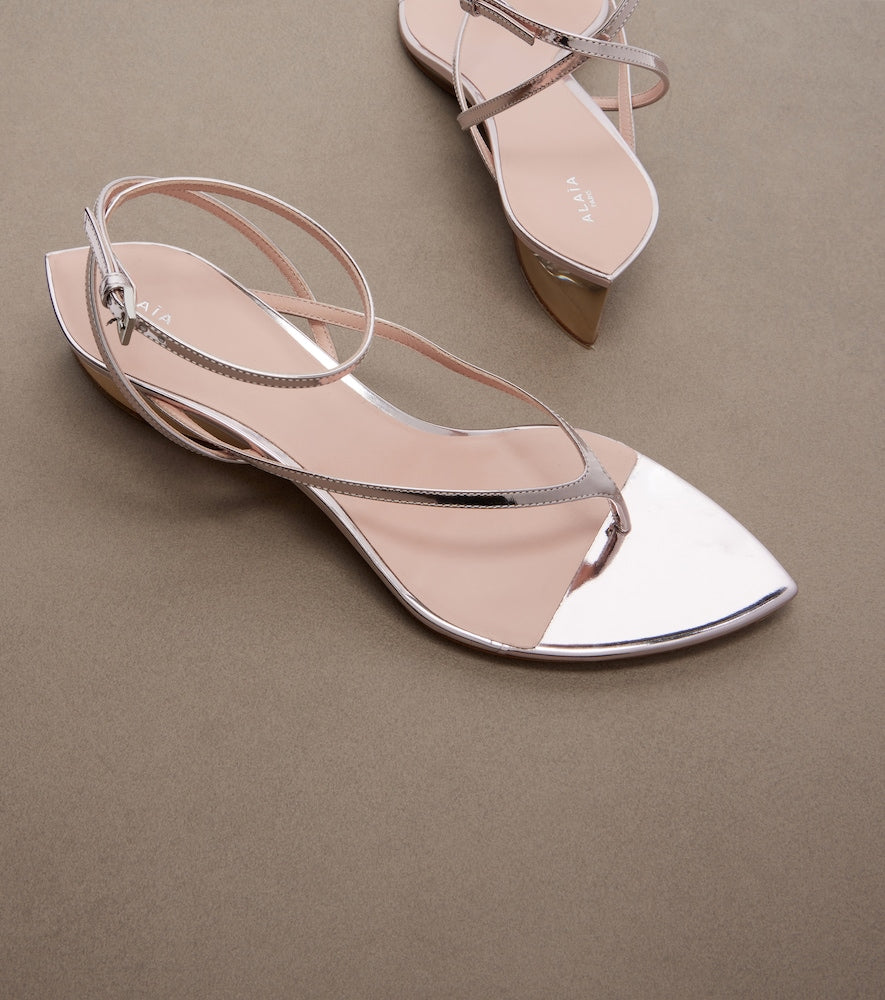 Alaia Invisible leather wedge thong sandals - Silver Heeled Sandals