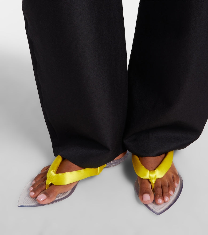 Alaia Invisible satin thong sandals - Yellow Flat Sandals