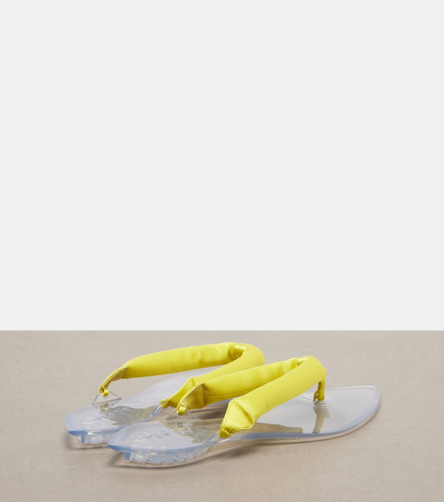 Alaia Invisible satin thong sandals - Yellow Flat Sandals