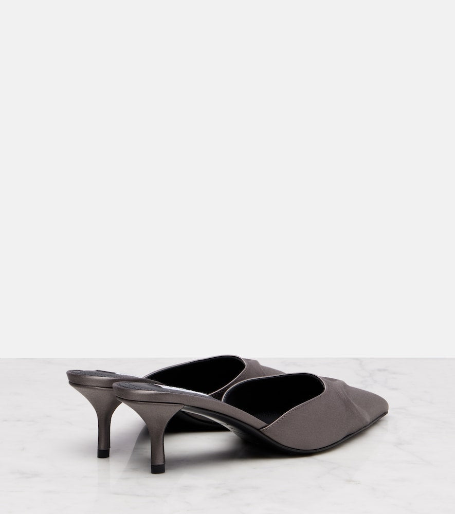 Alaia Le Coeur 3D 55 satin mules in Grey - Mid Heel Pumps