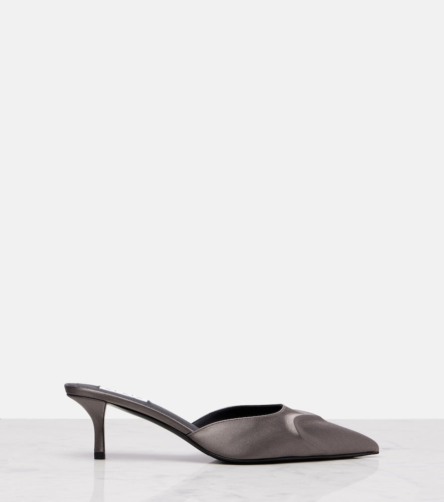 Alaia Le Coeur 3D 55 satin mules in Grey - Mid Heel Pumps