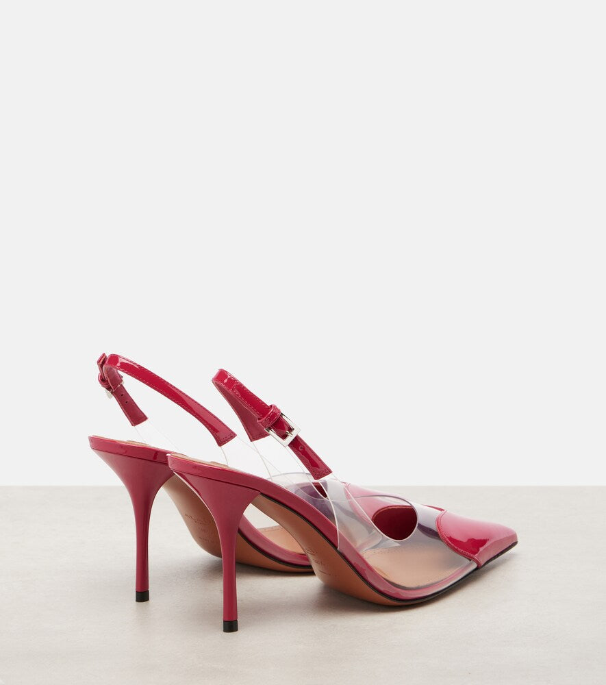 Pink Alaia Le Coeur 90 patent leather slingback pumps - Mid Heel Pumps
