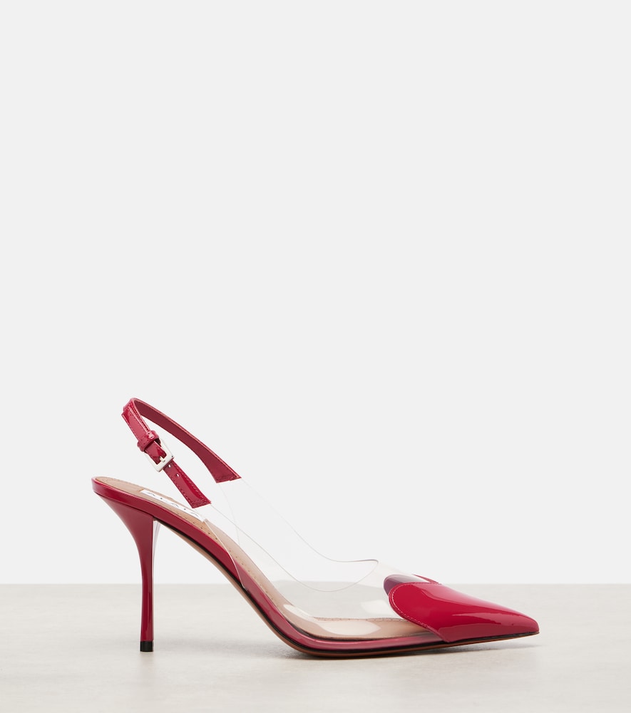 Pink Alaia Le Coeur 90 patent leather slingback pumps - Mid Heel Pumps