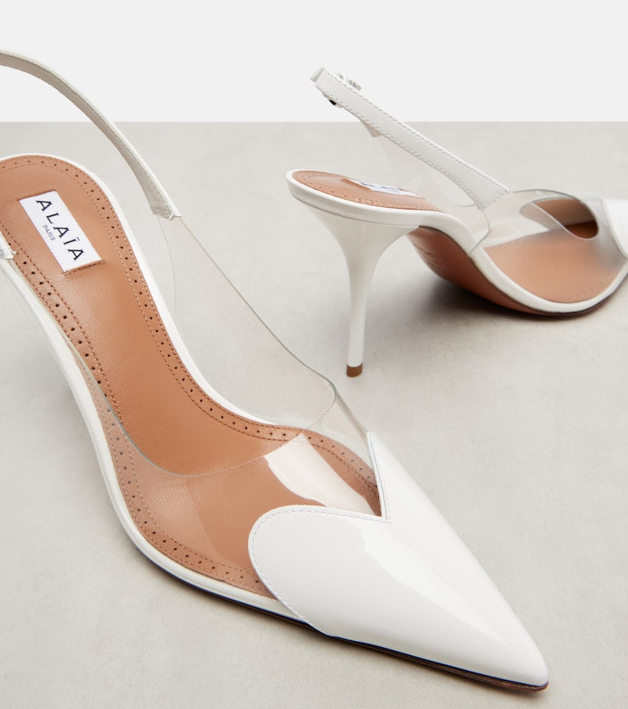 White Alaia Le Coeur 90 patent leather slingback pumps - High-Heel Pumps