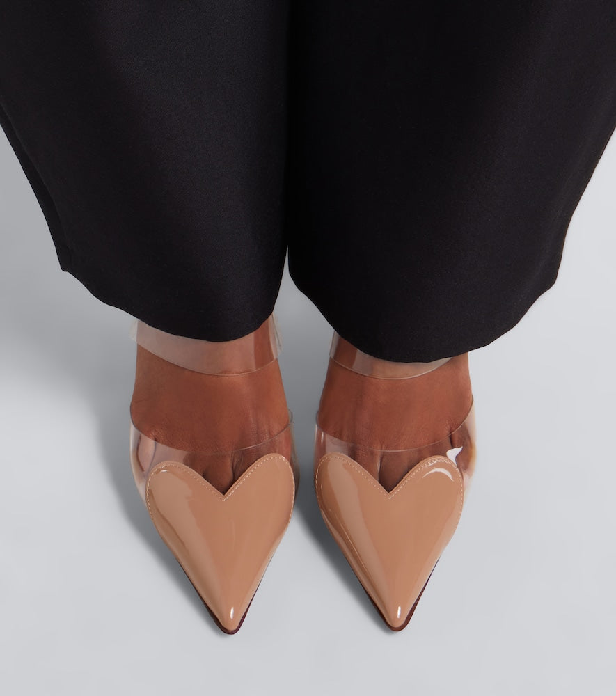 Alaia Le Coeur patent leather and PU mules - Beige High-Heel Pumps