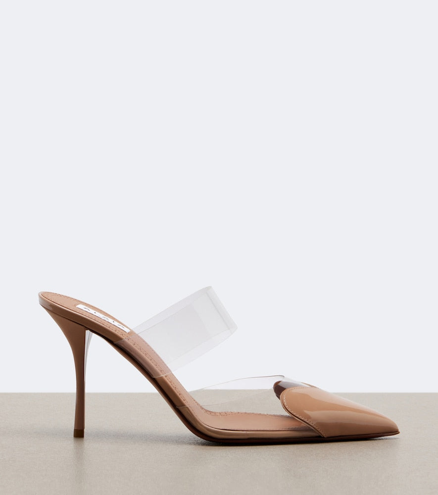 Alaia Le Coeur patent leather and PU mules - Beige High-Heel Pumps