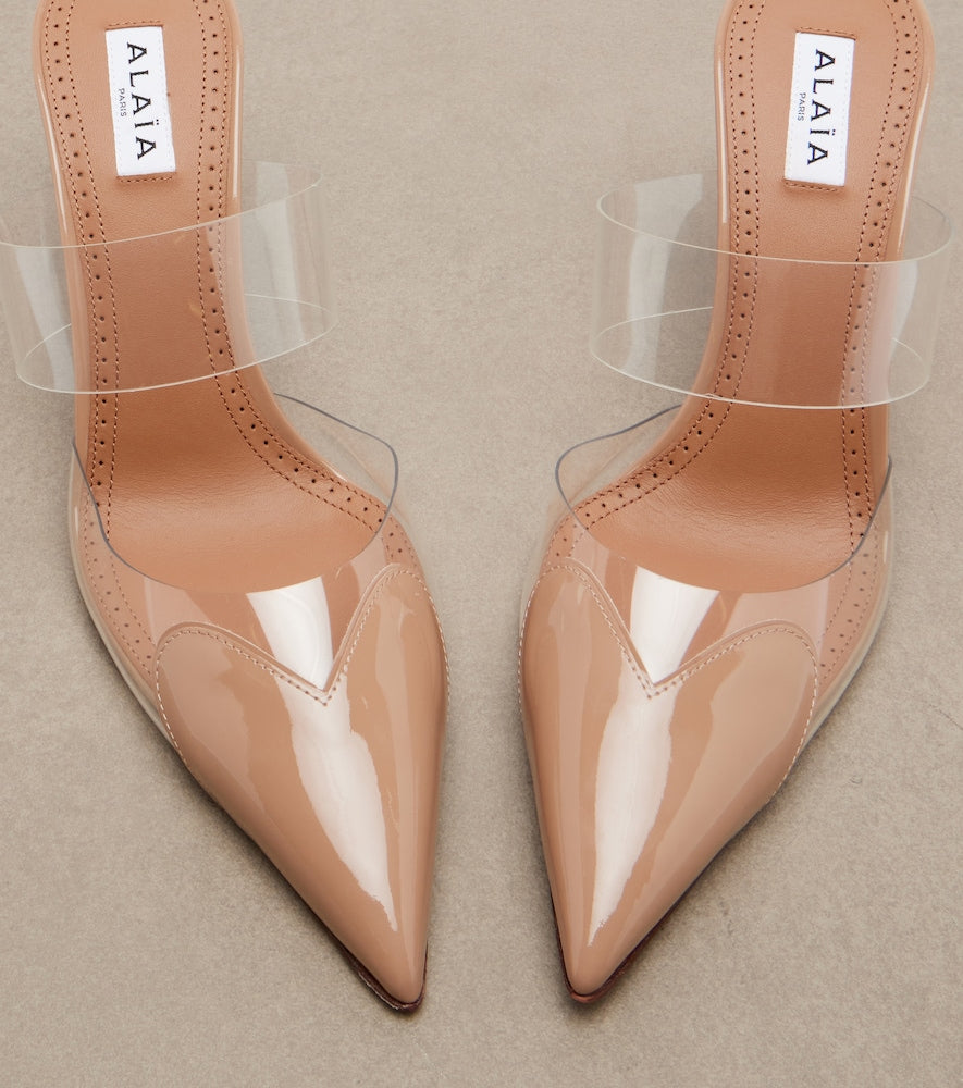 Alaia Le Coeur patent leather and PU mules - Beige High-Heel Pumps