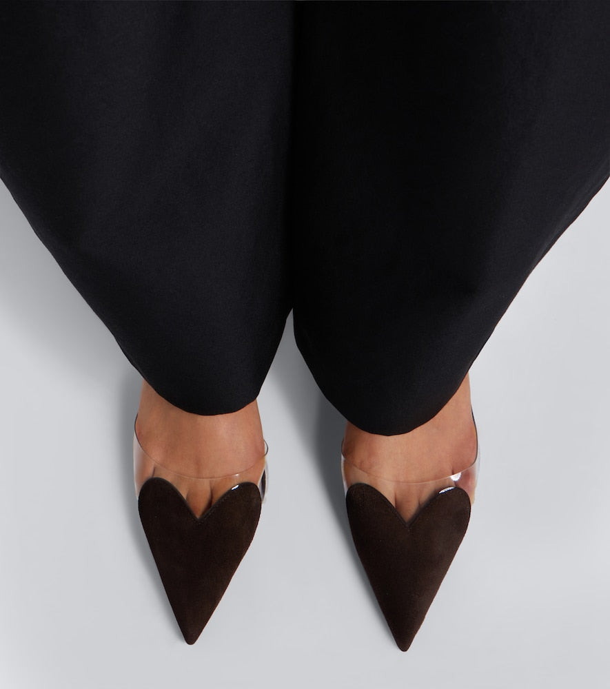 Alaia Le Coeur suede wedge mules (Brown) - Mid Heel Pumps